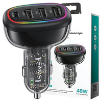 USAMS ŁADOWARKA SAMOCHODOWA 48W 1XUSB-C 3XUSB-A DO SMARTFONÓW FAST CHARGING