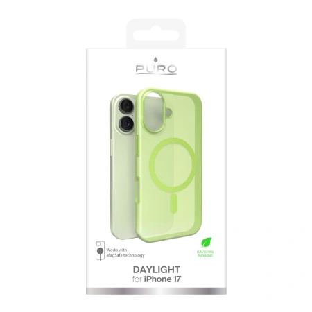 Etui silikonowe Puro Daylight kompatybilne z Magsafe na iPhone 17 - półprzezroczyste zielone