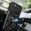 Pancerne etui Hybrid Armor Camshield z podstawką i osłoną aparatu do iPhone 15 - niebieskie