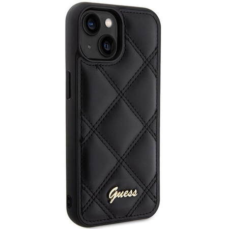 Etui Guess Quilted Metal Logo na iPhone 15 - czarne