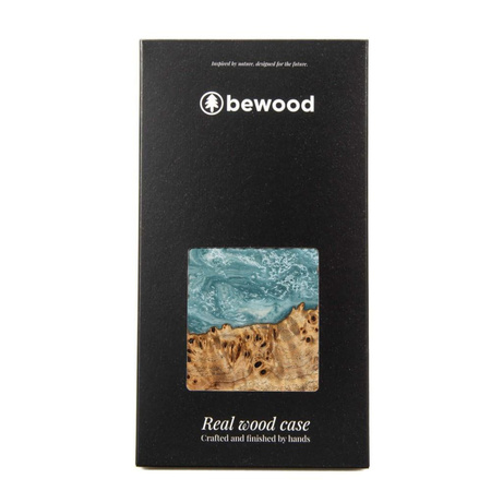 Etui z drewna i żywicy na iPhone 15 Bewood Unique Uran - niebiesko-białe