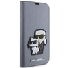 Etui Karl Lagerfeld KLBKP14LSANKCPG na iPhone 14 Pro bookcase - srebrne Saffiano Karl&Choupette