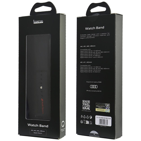 AUDI PASEK SPORT RED LOGO DO APPLE WATCH 44 45 46 49MM CZARNY SILIKONOWY