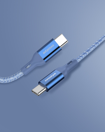INNOSTYLE POWERFLEX KABEL USB-C SZYBKIE ŁADOWANIE DO IPHONE SAMSUNG 3A 60W KEVLAR 2M NIEBIESKI