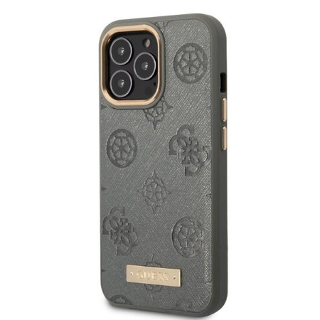 Guess GUHMP13LSAPSTG iPhone 13 Pro / 13 6,1" szary/grey hardcase Peony Logo Plate MagSafe