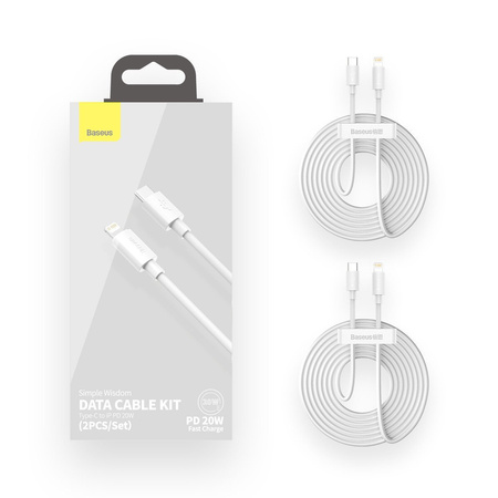 BASEUS KABEL USB-C DO LIGHTNING 20W DO IPHONE 11 12 13 14 1.5M 2SZT ZESTAW