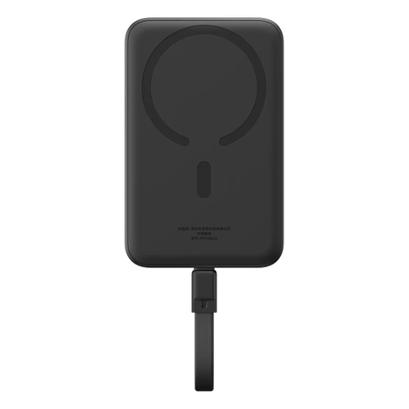 Powerbank Baseus Magnetic Mini MagSafe 10000mAh 30W z wbudowanym kablem USB-C - czarny + kabel Baseus Simple Series USB-C - USB-C 60W 0.3m
