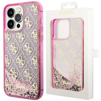 Etui Guess GUHCP14LLC4PSGP na iPhone 14 Pro - różowe Liquid Glitter 4G Transculent