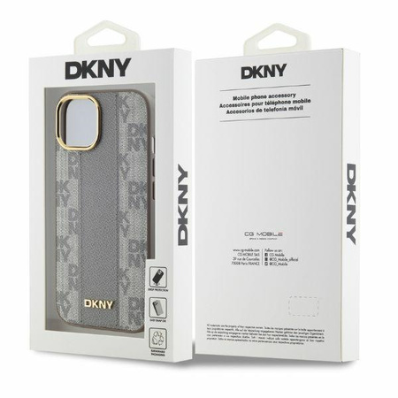 DKNY POKROWIEC HARDCASE DO IPHONE 15 6.1 DO MAGSAFE SKÓRZANY WZÓR CHECKERED
