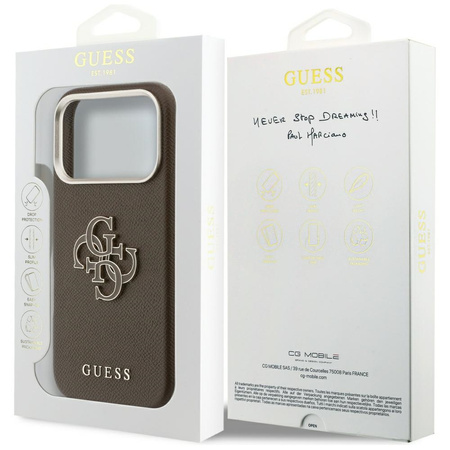 Etui Guess FW Resin Logo do iPhone 17 Pro brązowy
