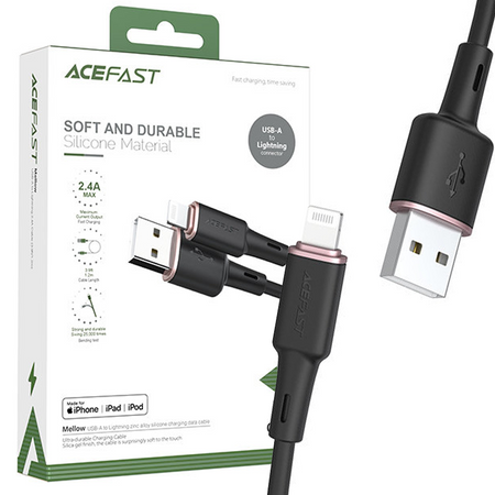 Acefast kabel MFI USB - Lightning 1,2m, 2,4A czarny (C2-02 black)