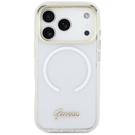 Etui Guess IML Gradient Script Metal     MagSafe do iPhone 17 Pro Max biały