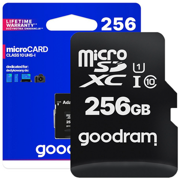 Goodram Microcard 256 GB karta pamięci micro SD XC UHS-I class 10, adapter SD (M1AA-2560R12)
