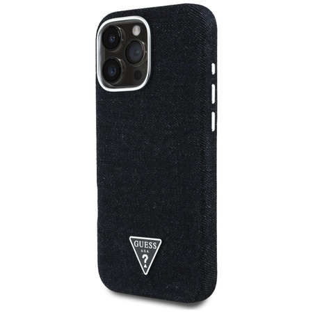 GUESS ETUI POKROWIEC TPU DO IPHONE 16 PRO DO MAGSAFE LOGO DENIM TRÓJKĄTNE