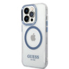 Guess GUHMP14LHTRMB iPhone 14 Pro 6,1" niebieski/blue hard case Metal Outline Magsafe