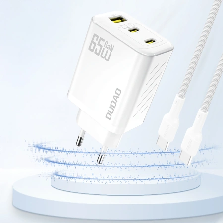 DUDAO ŁADOWARKA SIECIOWA 65W GAŃ 2 x USB-C 1 x USB-A DO TELEFONÓW PD