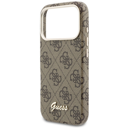 Etui Guess 4G Script MagSafe do iPhone   17 Pro brązowy