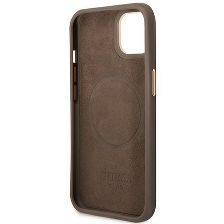 Guess GUHMP14SU4GPRW iPhone 14 6,1" brązowy/brown hard case 4G Logo Plate MagSafe
