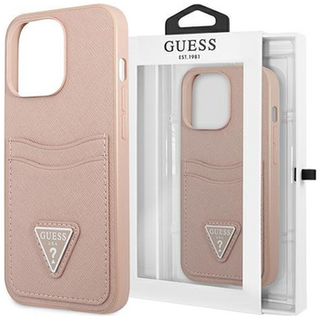 Guess GUHCP13SPSATPP iPhone 13 mini 5,4" różowy/pink hardcase SaffianoTriangle Logo Cardslot
