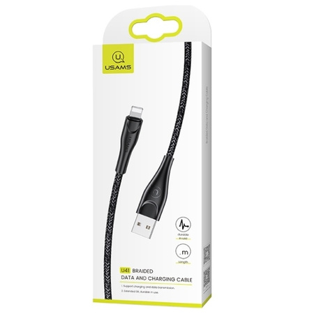 USAMS KABEL PLECIONY U41 DO LIGHTNING 1M 2A DO TELEFONÓW APPLE FAST