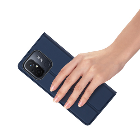 Dux Ducis Skin Pro etui do Xiaomi Redmi 11A / Poco C55 / Redmi 12C pokrowiec z klapką portfel na kartę podstawka niebieskie