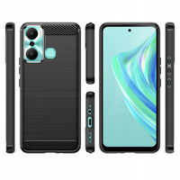 Carbon Case etui do Infinix Hot 20 Play elastyczny silikonowy karbonowy pokrowiec czarne