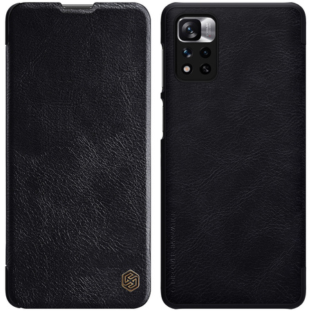 Nillkin Qin Case etui do Xiaomi Redmi Note 11 Pro+ (China) / Redmi Note 11 Pro (China) / Mi11i HyperCharge osłona na aparat kabura pokrowiec obudowa z klapką czarny