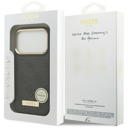 Etui Guess 4G Logo Plate MagSafe do      iPhone 17 Pro czarny