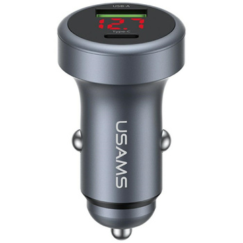 Ładowarka samochodowa USAMS CC327        Aluminium 45W USB-A USB-C tarnish