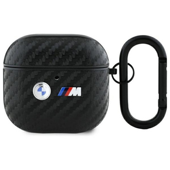 BMW POKROWIEC DO AIRPODS 4 Z CARBONOWYM WZOREM DOUBLE METAL LOGO DO APPLE