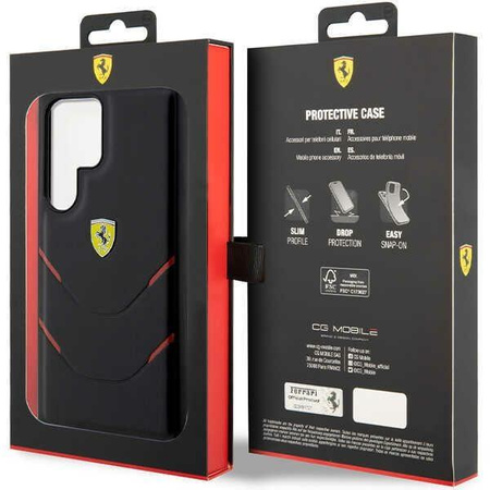 Etui Ferrari FEHCS23LPBAK S23 Ultra S918 - czarne Hot Stamp Lines