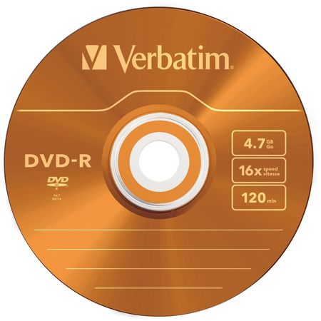 VERBATIM PŁYTA DVD-R 4.7GB 16X DO KOPIOWANIA DANYCH I MULTIMEDIÓW 5 SZTUK