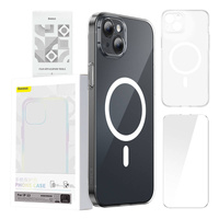 BASEUS ETUI POKROWIEC DO IPHONE 13 MAGNETIC CRYSTAL CLEAR ZESTAW CZYSZCZĄCY