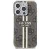 Etui Guess IML 4G Gold Stripe na iPhone 15 Pro - brązowe