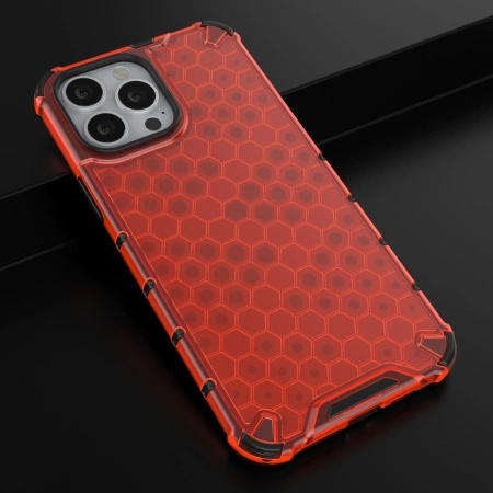HURTEL ETUI HONEYCOMB DO IPHONE 13 PRO MAX Z ŻELOWĄ RAMKĄ ANTYWSTRZĄSOWE