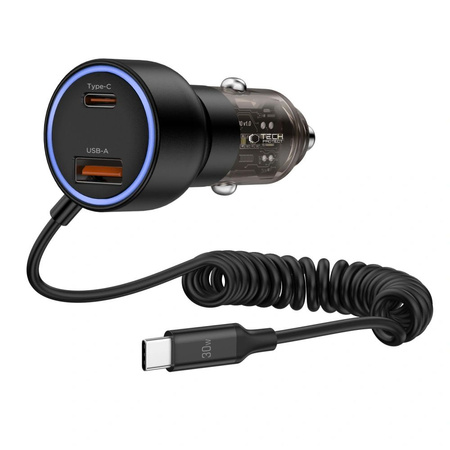 TECH-PROTECT ŁADOWARKA SAMOCHODOWA 60W 2X USB DO TELEFONU AUTA KABEL USB-C