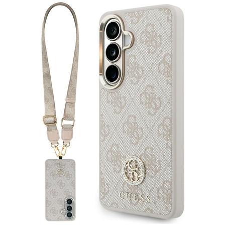 Guess nakładka 4G Big Rhinestone Triangle Strap MagSafe do Samsung Galaxy S26 różowa