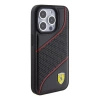 Etui Ferrari Perforated Waves Metal Logo na iPhone 15 Pro - czarne