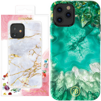 Kingxbar Agate Series eleganckie etui pokrowiec z nadrukiem agat iPhone 12 mini zielony