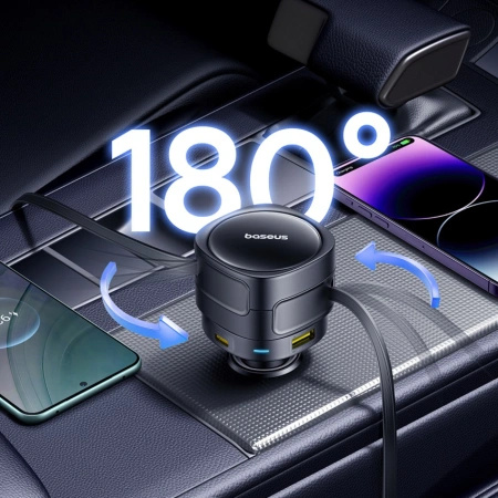 BASEUS ŁADOWARKA SAMOCHODOWA 90W 2X USB-C DO TELEFONÓW Z KABLEM USB-C