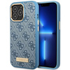 Etui Guess GUHMP14LU4GPRB na iPhone 14 Pro - niebieskie 4G Logo Plate MagSafe