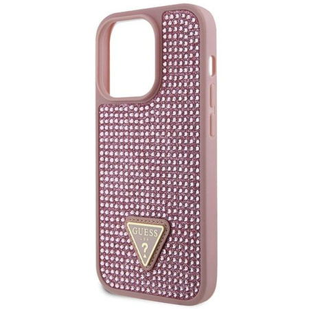 Etui Guess GUHCP14LHDGTPP na iPhone 14 Pro - różowe Rhinestone Triangle