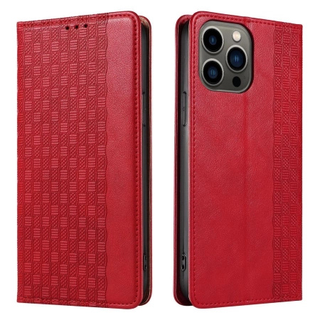 Magnet Strap Case etui Samsung Galaxy S23 Ultra pokrowiec z klapką portfel mini smycz podstawka czerwone