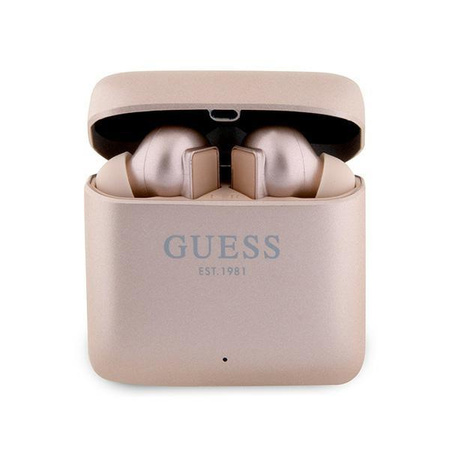 Guess słuchawki Bluetooth GUTWSSU20ALEGP TWS + stacja dokująca różowo złoty/rose gold Printed Logo