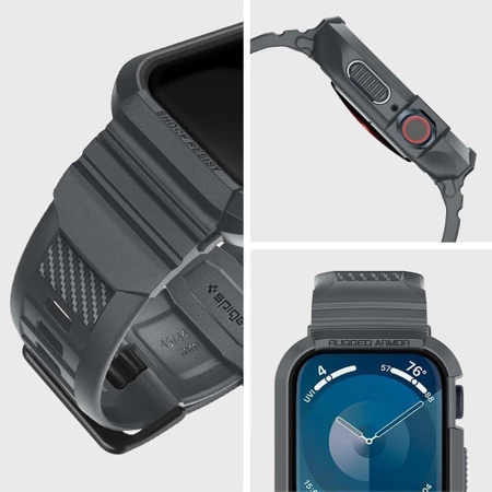 Etui Spigen Rugged Armor Pro na Apple Watch 4 / 5 / 6 / 7 / 8 / 9 / SE (44 / 45 mm) - ciemnoszare