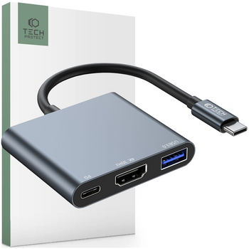 TECH-PROTECT HUB 3IN1 ADAPTER DO APPLE MACBOOK AIR PRO Z PRZEJŚCIÓWKĄ USB-C