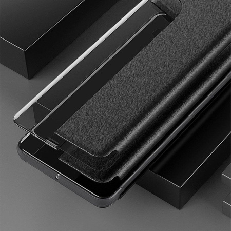 Eco Leather View Case elegancki futerał etui z klapką i funkcją podstawki Huawei P40 Lite E czarny