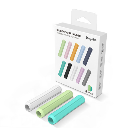 Stoyobe Silicone Holder zestaw uchwytów silikonowych dla Apple Pencil 1 / Apple Pencil 2 / Huawei M-Pencil  turkusowy+jasnozielony+biały (3 szt.)