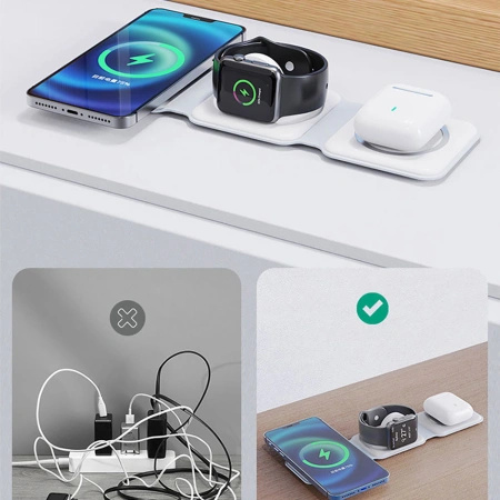 DUDAO SZYBKA ŁADOWARKA INDUKCYJNA 3W1 15W KABEL USB-C DO TELEFONU SŁUCHAWEK