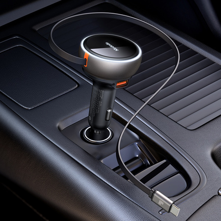 MCDODO MOCNA SZYBKA ŁADOWARKA SAMOCHODOWA 3X USB USB-C PD 80W LED KABEL 1M